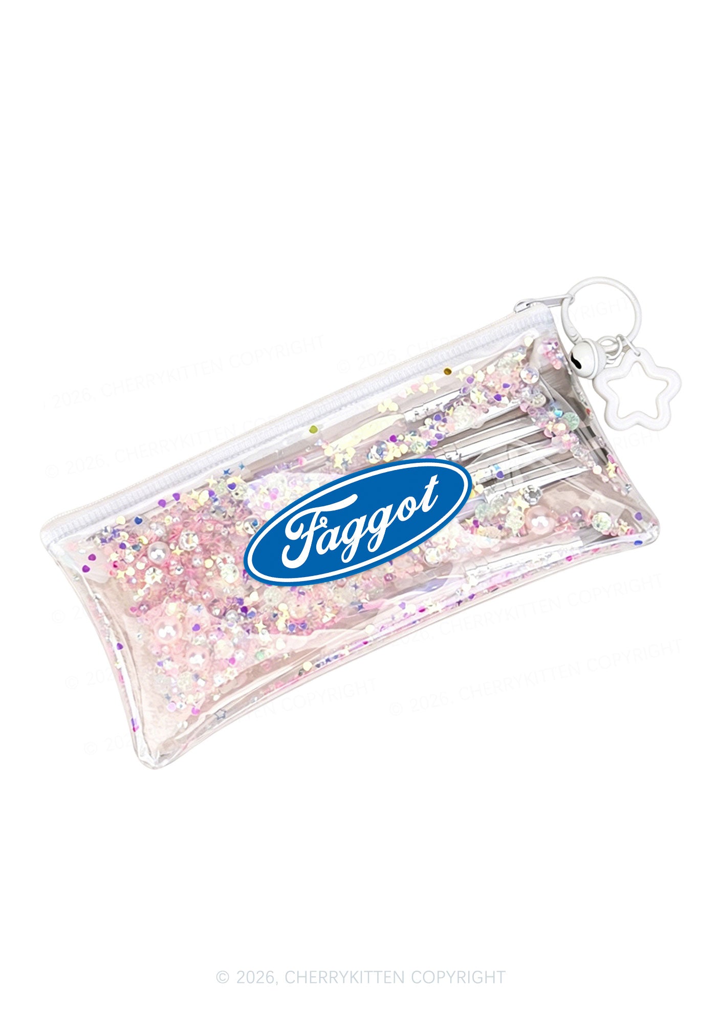 Faggot Pride Y2K Quicksand Transparent Pencil Pouch Cherrykitten