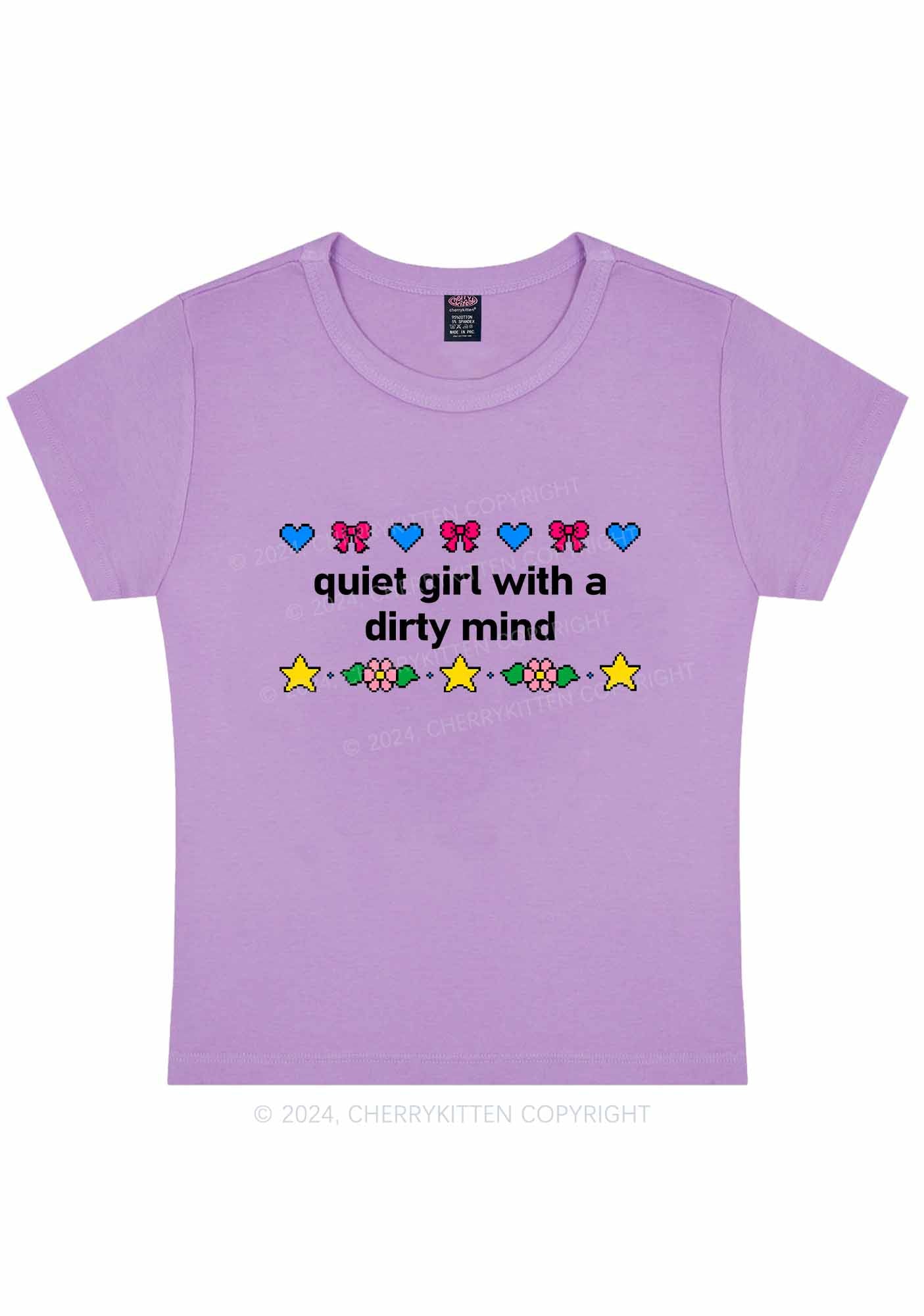 Curvy Quiet Girl Dirty Mind Y2K Baby Tee Cherrykitten