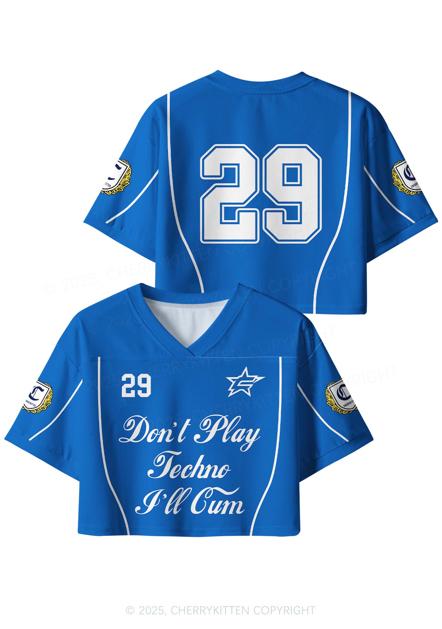 Custom Blue Dont Play Techno Y2K Crop Sport Jersey Shirts Cherrykitten