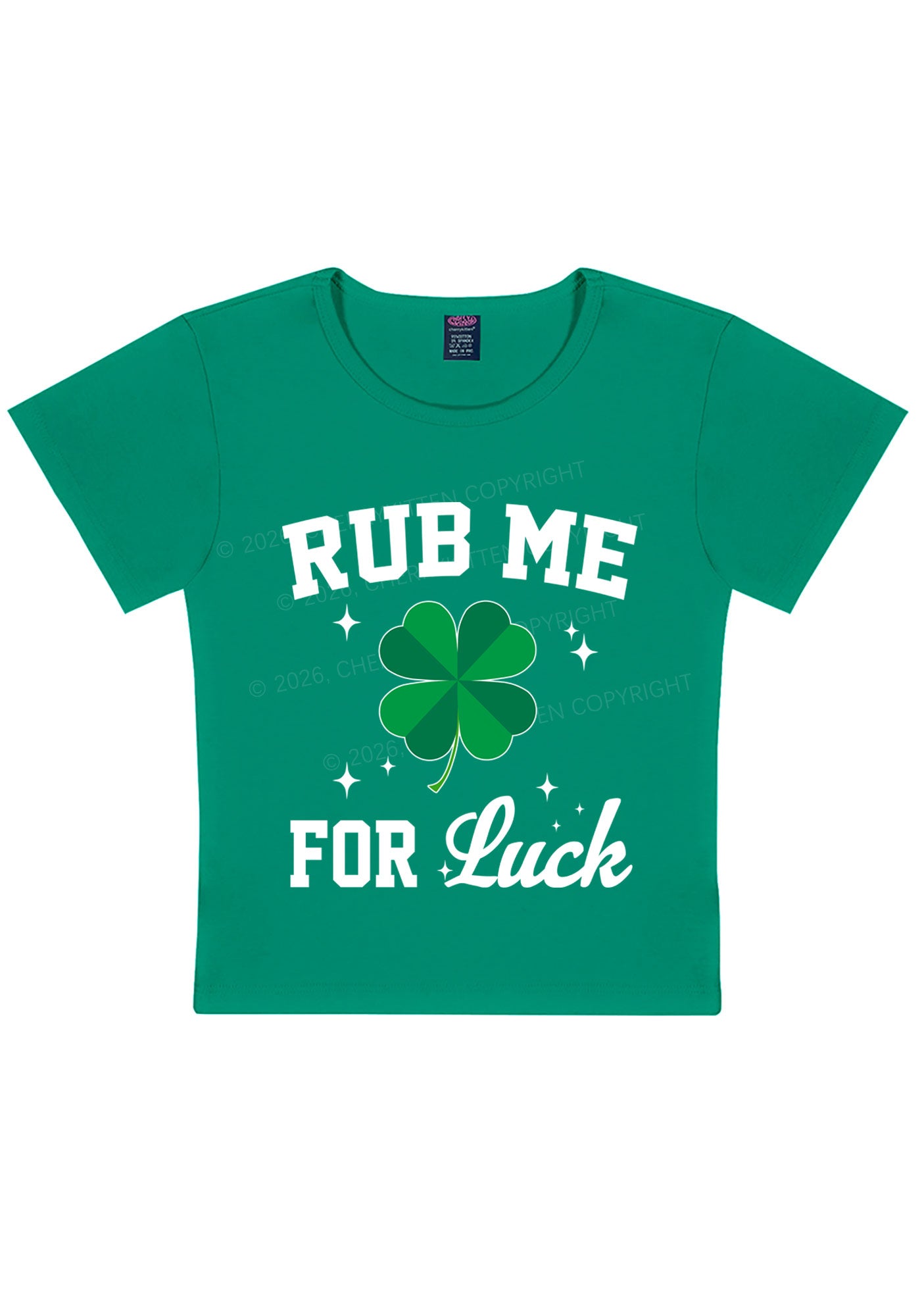 Rub Me For Luck St Patricks Y2K Baby Tee Cherrykitten