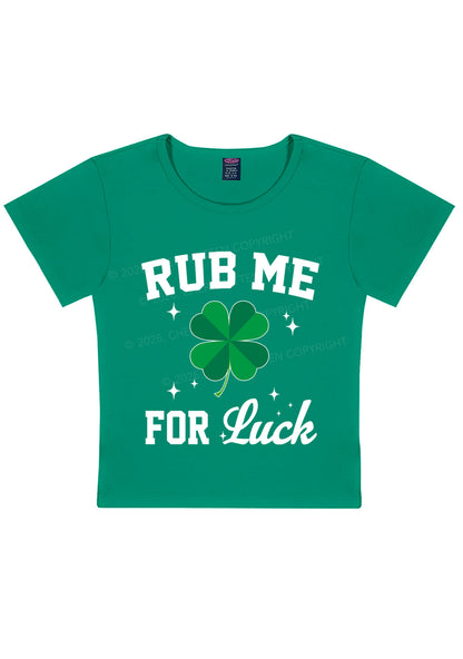 Rub Me For Luck St Patricks Y2K Baby Tee Cherrykitten