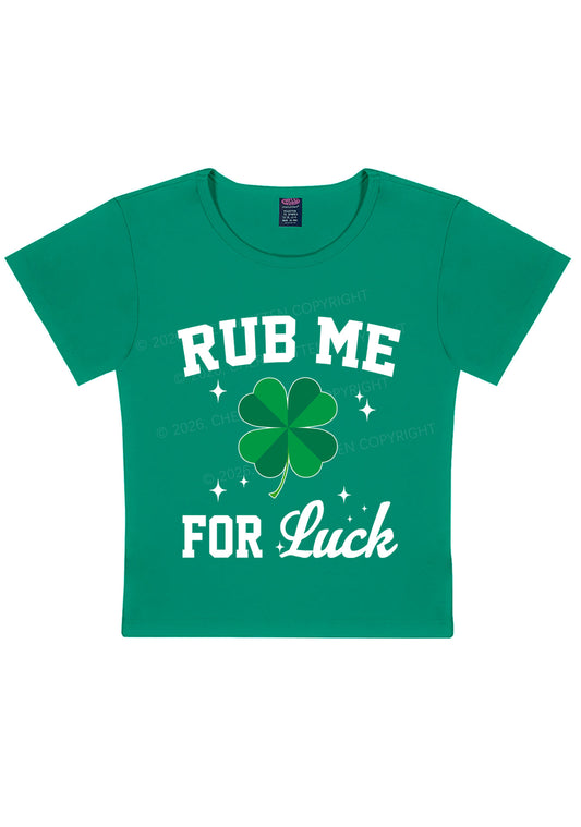 Rub Me For Luck St Patricks Y2K Baby Tee Cherrykitten