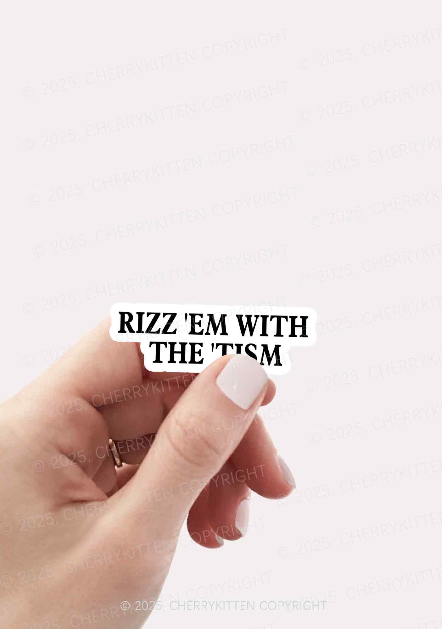 Rizz With Tism 1Pc Y2K Sticker Cherrykitten