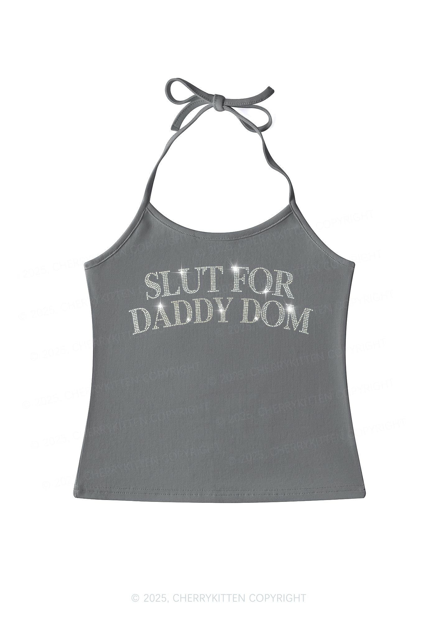 Rhinestone Slxt For Daddy Dom Y2K Halter Neck Cami Cherrykitten