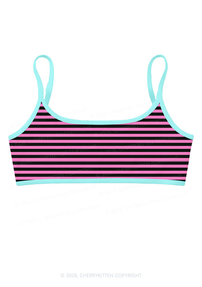 Pink And Black Stripes Y2K Print Super Crop Cami Cherrykitten