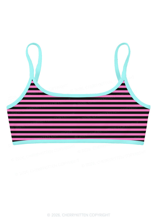 Pink And Black Stripes Y2K Print Super Crop Cami Cherrykitten