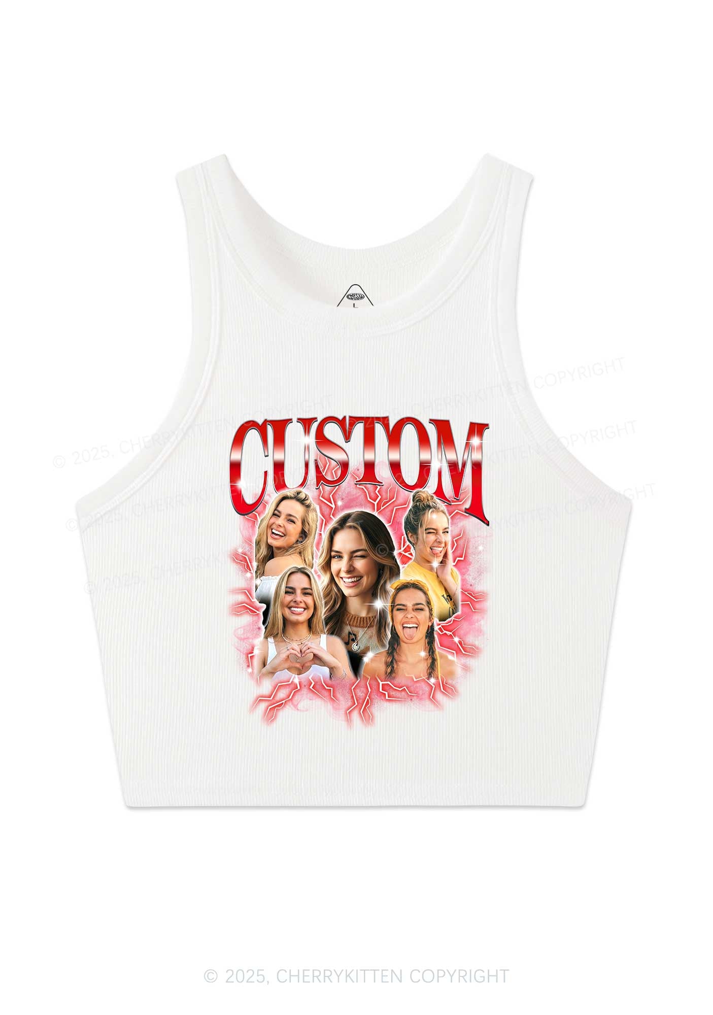Custom Collage Portrait Y2K Crop Tank Top Cherrykitten