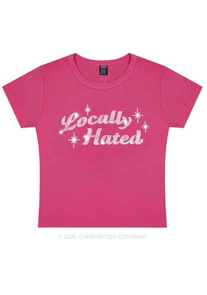 Rhinestone Locally Hated Y2K Baby Tee Cherrykitten