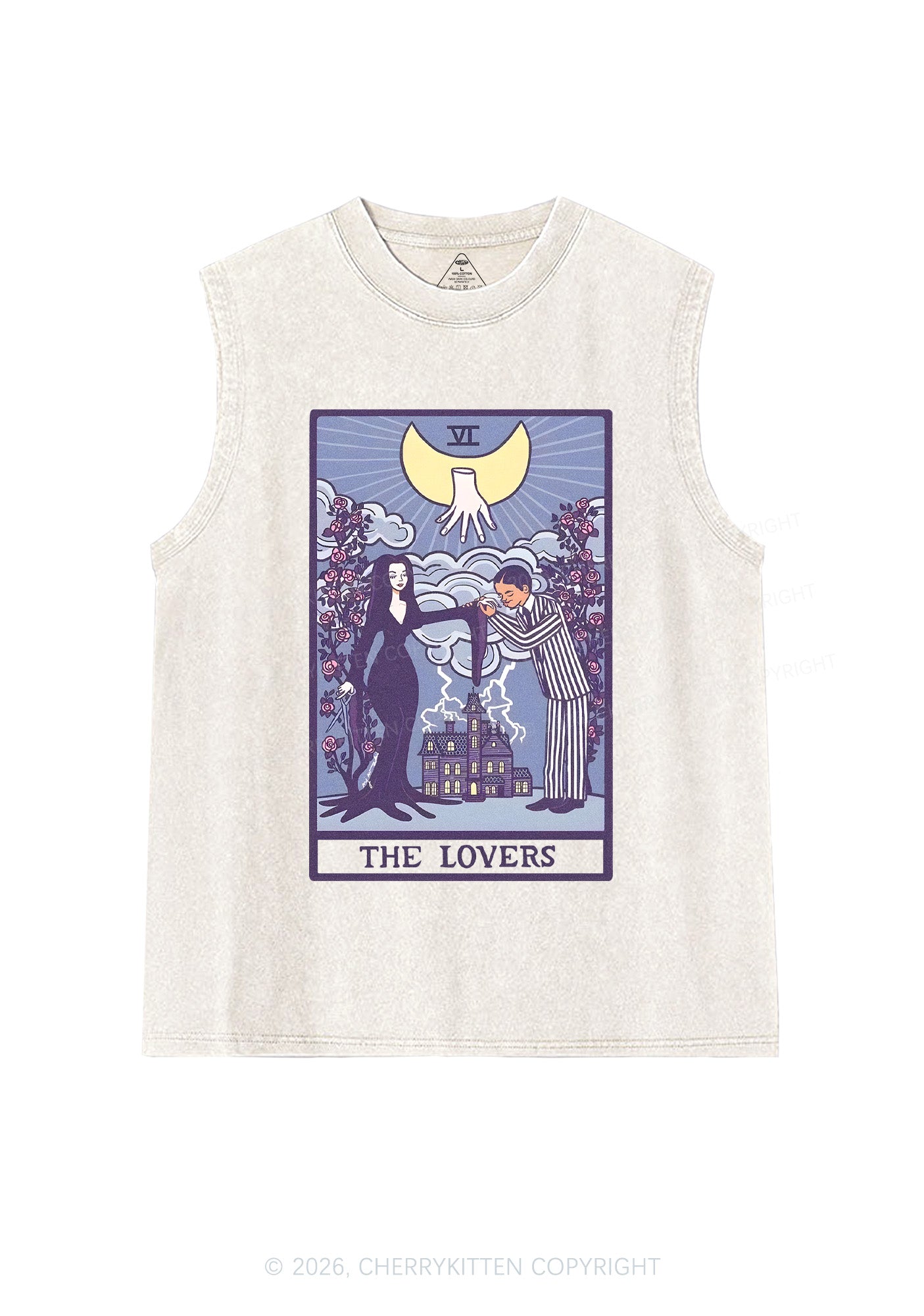 Halloween The Lovers Y2K Washed Muscle Tank Cherrykitten