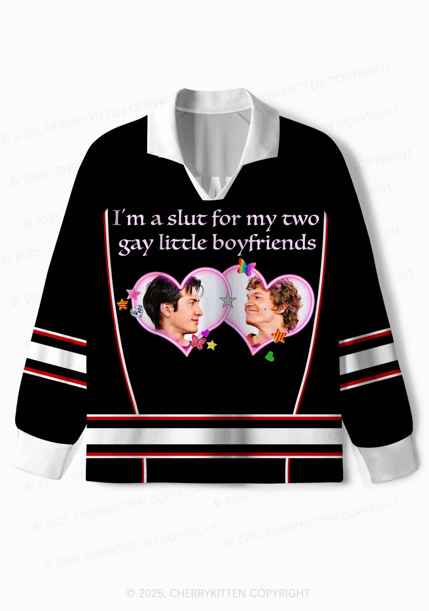 Black Slxt For My Gay BF HR Y2K Long Sleeve Sport Jersey Shirts Cherrykitten