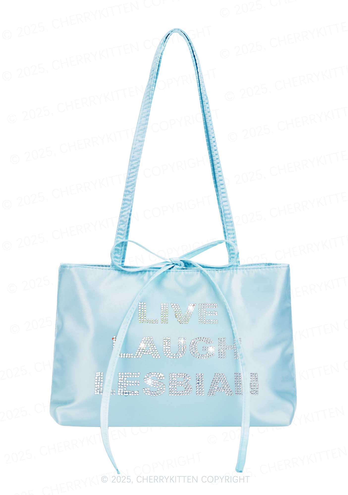 Rhinestone Live Laugh Lesbian Pride Y2K Satin Bags Cherrykitten
