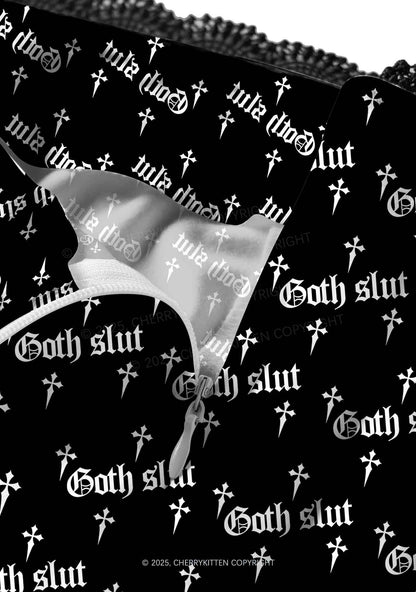 Halloween White Goth Slxt Y2K Print Midi Skirt Cherrykitten