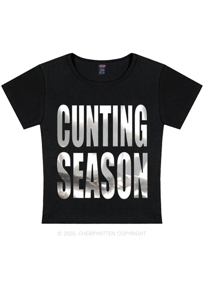 Cxxting Season Silver Foil Printed Y2K Baby Tee Cherrykitten