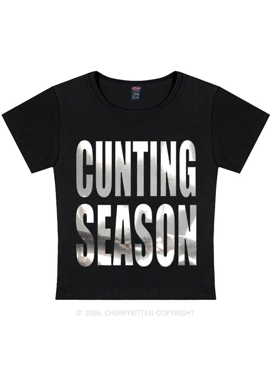 Cxxting Season Silver Foil Printed Y2K Baby Tee Cherrykitten