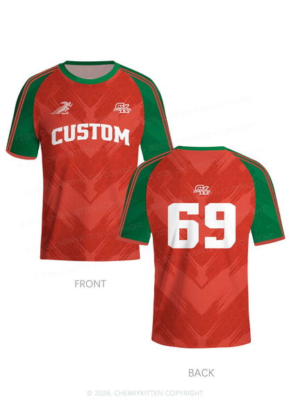 Custom Text Red Green Y2K Football Jersey Shirts Cherrykitten