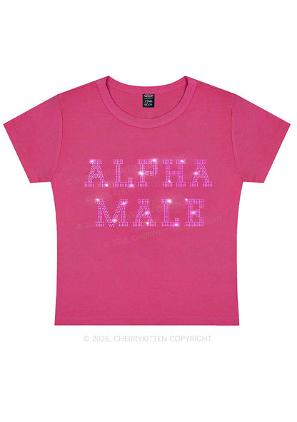 Rhinestone Pink Alpha Male Y2K Baby Tee Cherrykitten