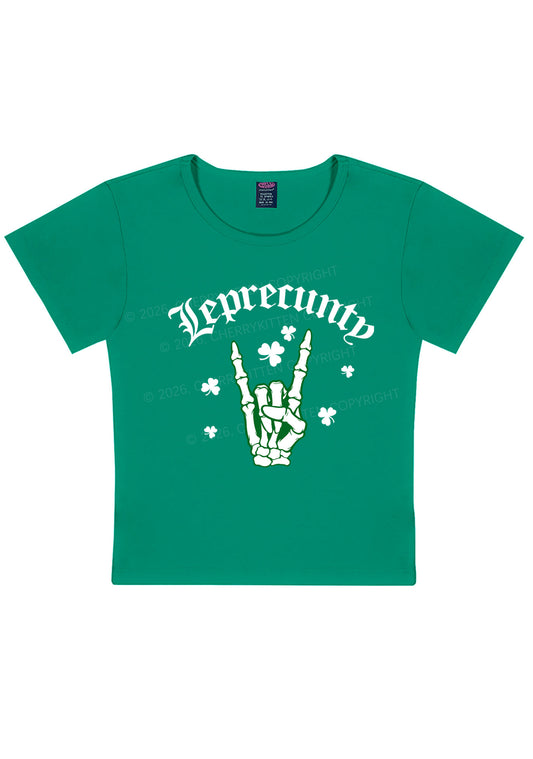 Leprecunty Skull St Patricks Y2K Baby Tee Cherrykitten