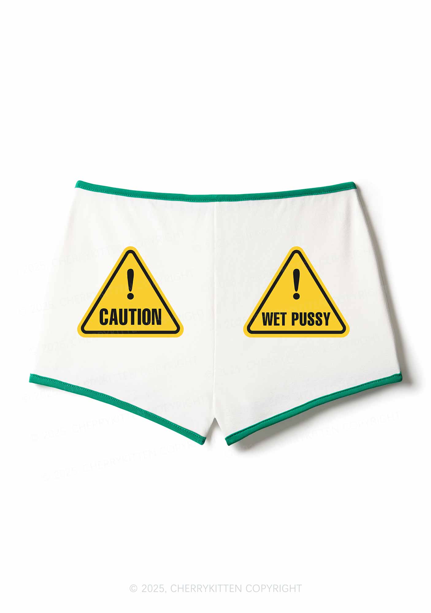 Caution Wet Puxxy Y2K Booty Shorts Cherrykitten