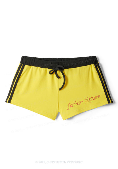 Rhinestone Red Father Figure Y2K Drawstring Mini Shorts Cherrykitten