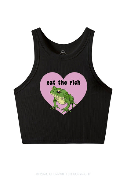 Eat The Rich Frog Y2K Crop Tank Top Cherrykitten