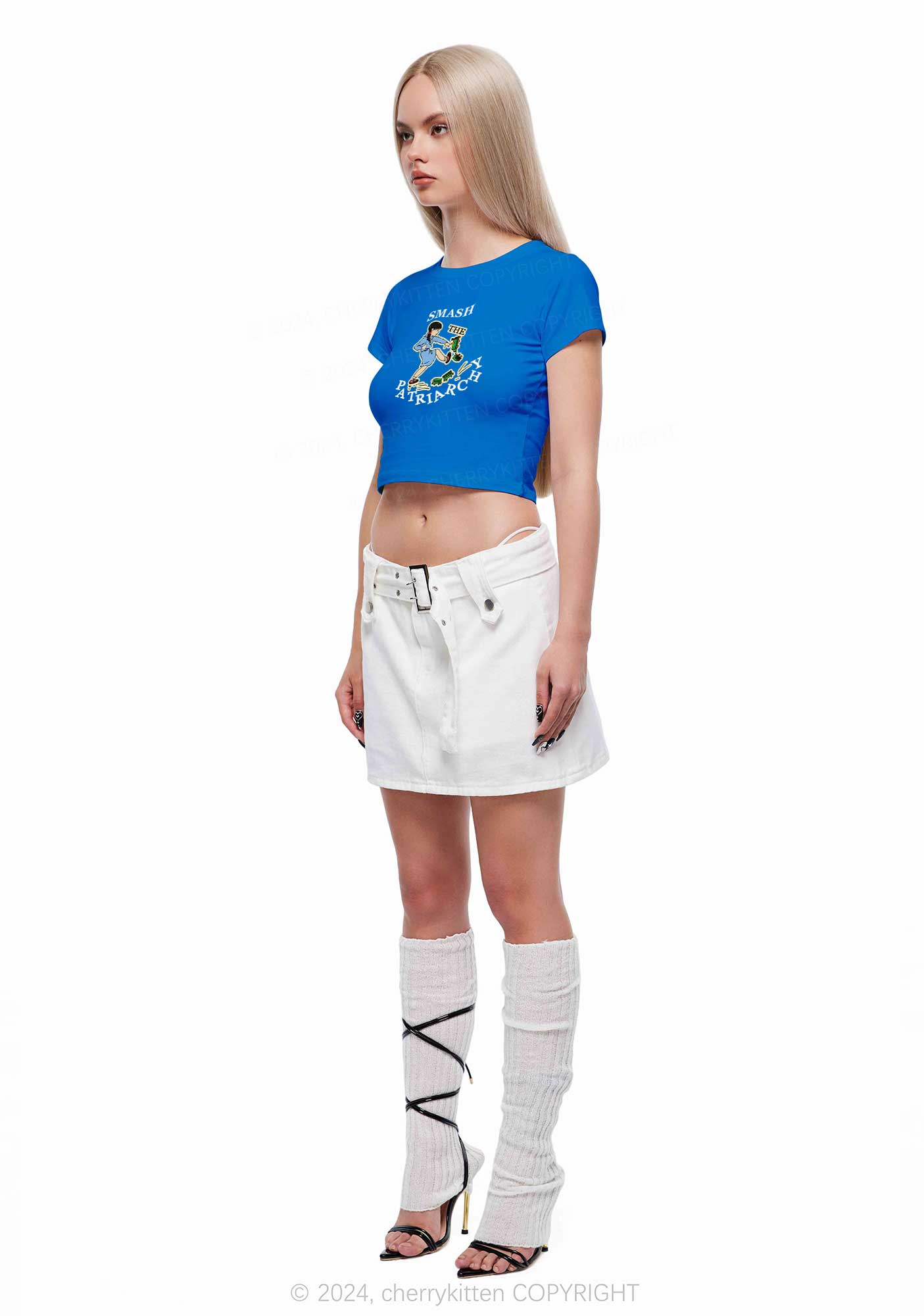 Smash The Patriarchy Y2K Baby Tee Cherrykitten