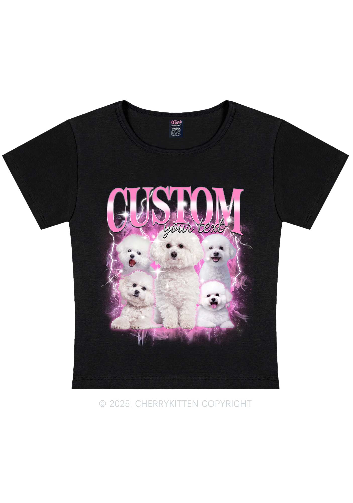 Custom Cute Puppy Photo Y2K Baby Tee Cherrykitten