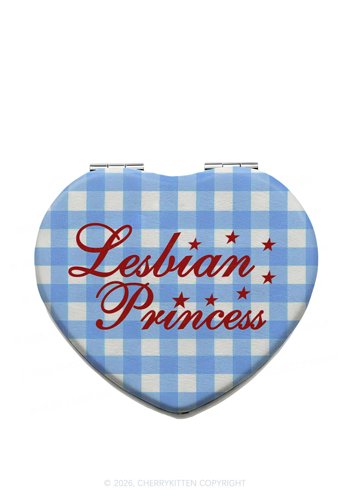 Lesbian Princess Blue Plaid Pride Y2K Folding Makeup Mirror Cherrykitten