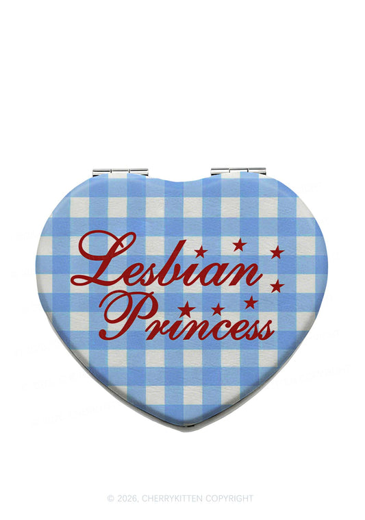 Lesbian Princess Blue Plaid Pride Y2K Folding Makeup Mirror Cherrykitten