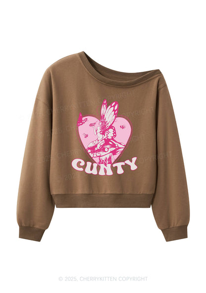 Butterfly Cxnty Y2K Off Shoulder Sweatshirts Cherrykitten
