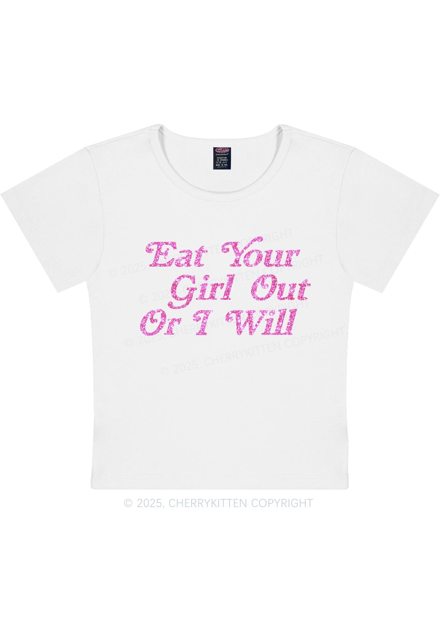 Glitter Eat Your Girl Out Y2K Baby Tee Cherrykitten