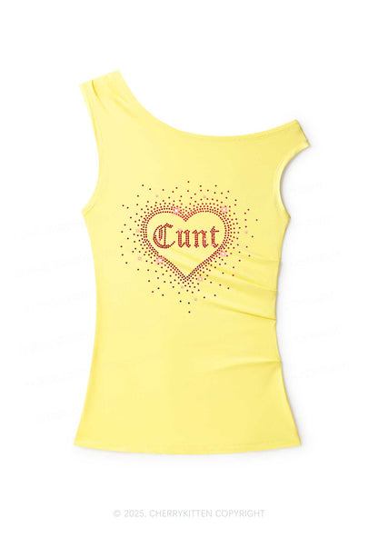 Rhinestone Love Cxxt Y2K Off Shoulder Tank Top Cherrykitten