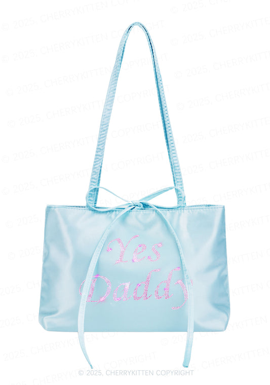Rhinestone Yes Daddy Y2K Satin Bags Cherrykitten