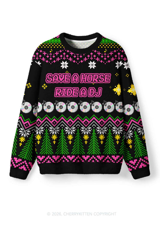 Ride A DJ Y2K Christmas Knit Sweatshirt Cherrykitten