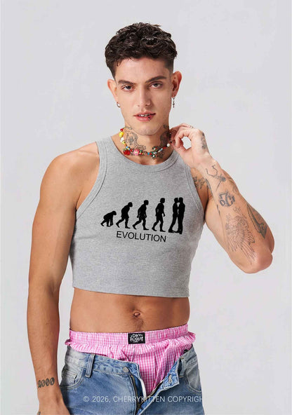 Gay Evolution Pride Y2K Crop Tank Top Cherrykitten