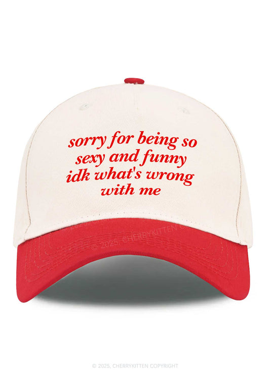 Sorry For Being So Funny Y2K Color Block Baseball Cap Cherrykitten