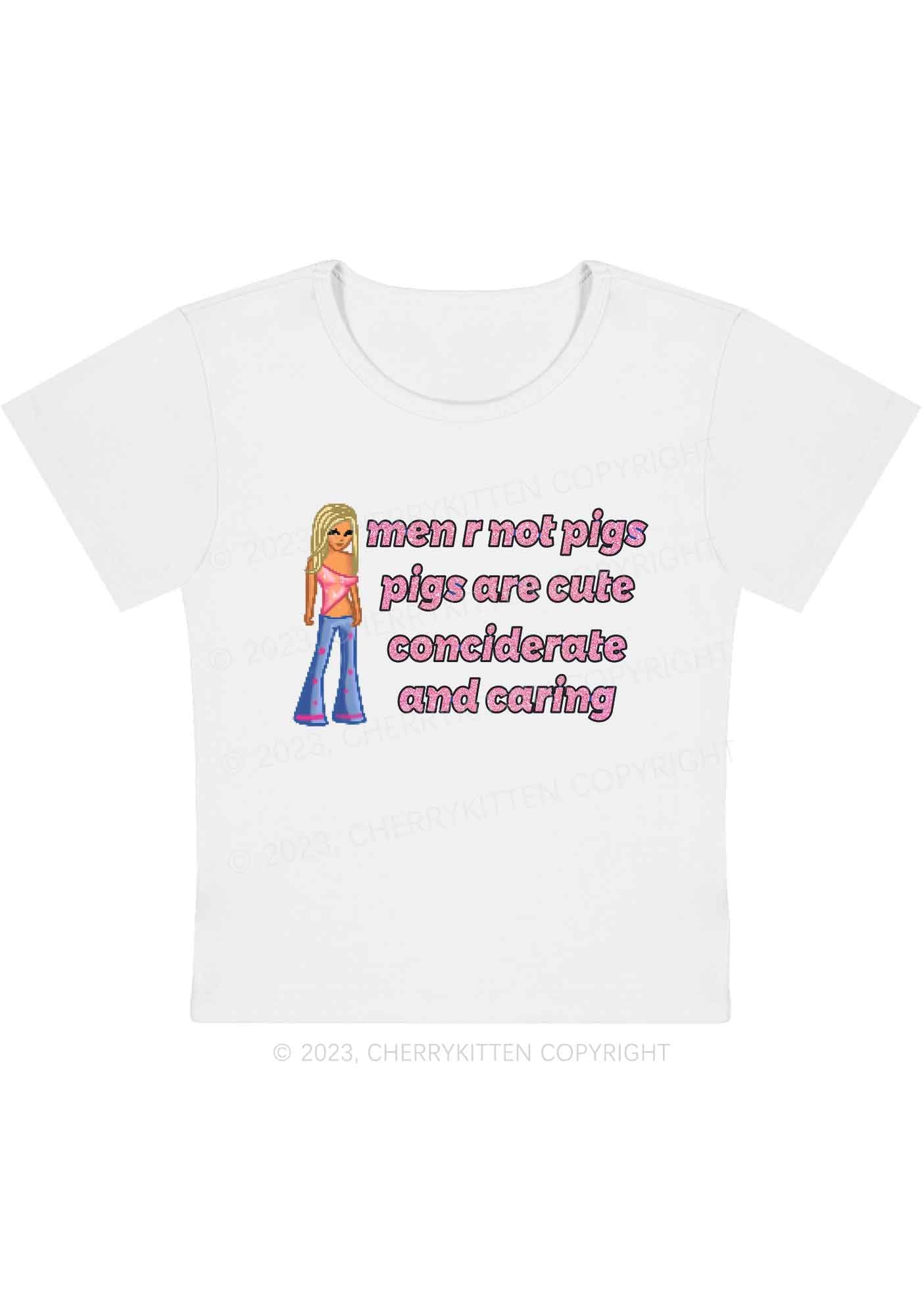 Curvy Men Are Not Pigs Pigs Are Cute Y2K Baby Tee Cherrykitten