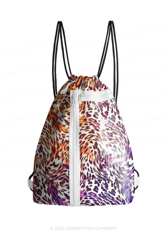 Lesbian Leopard Pride Y2K Drawstring Itabag Backpack Cherrykitten