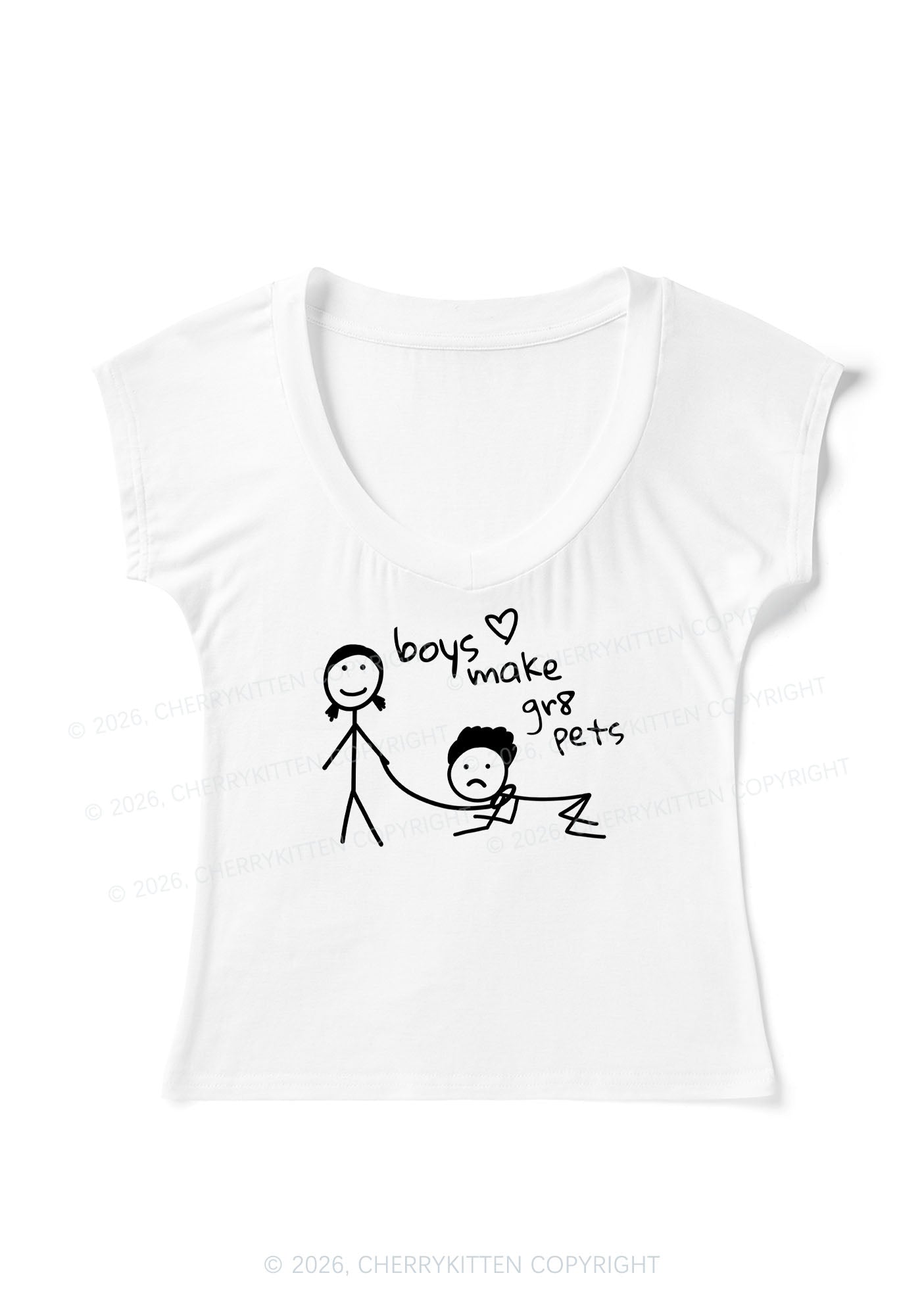 Boys Make Gr8 Pets Y2K V Neck T Shirts Cherrykitten
