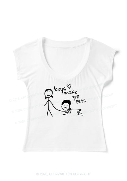 Boys Make Gr8 Pets Y2K V Neck T Shirts Cherrykitten