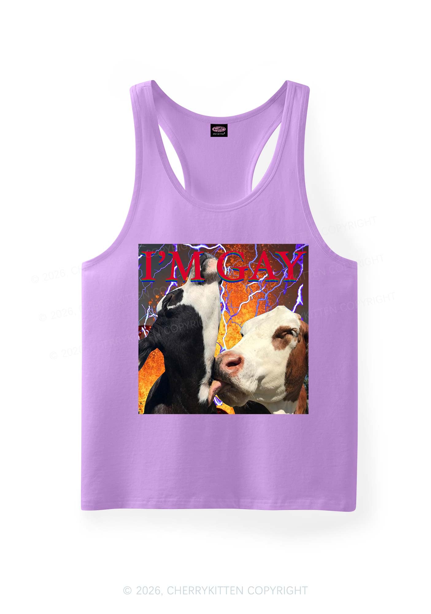 Gay Cow Play Pride Y2K Men Racerback Tank Top Cherrykitten