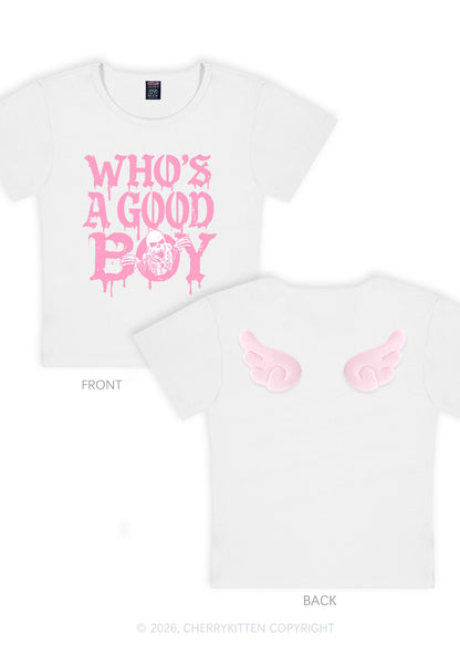 Halloween Whos A Good Boy Skull Y2K Goth Angel Wings Baby Tee Cherrykitten