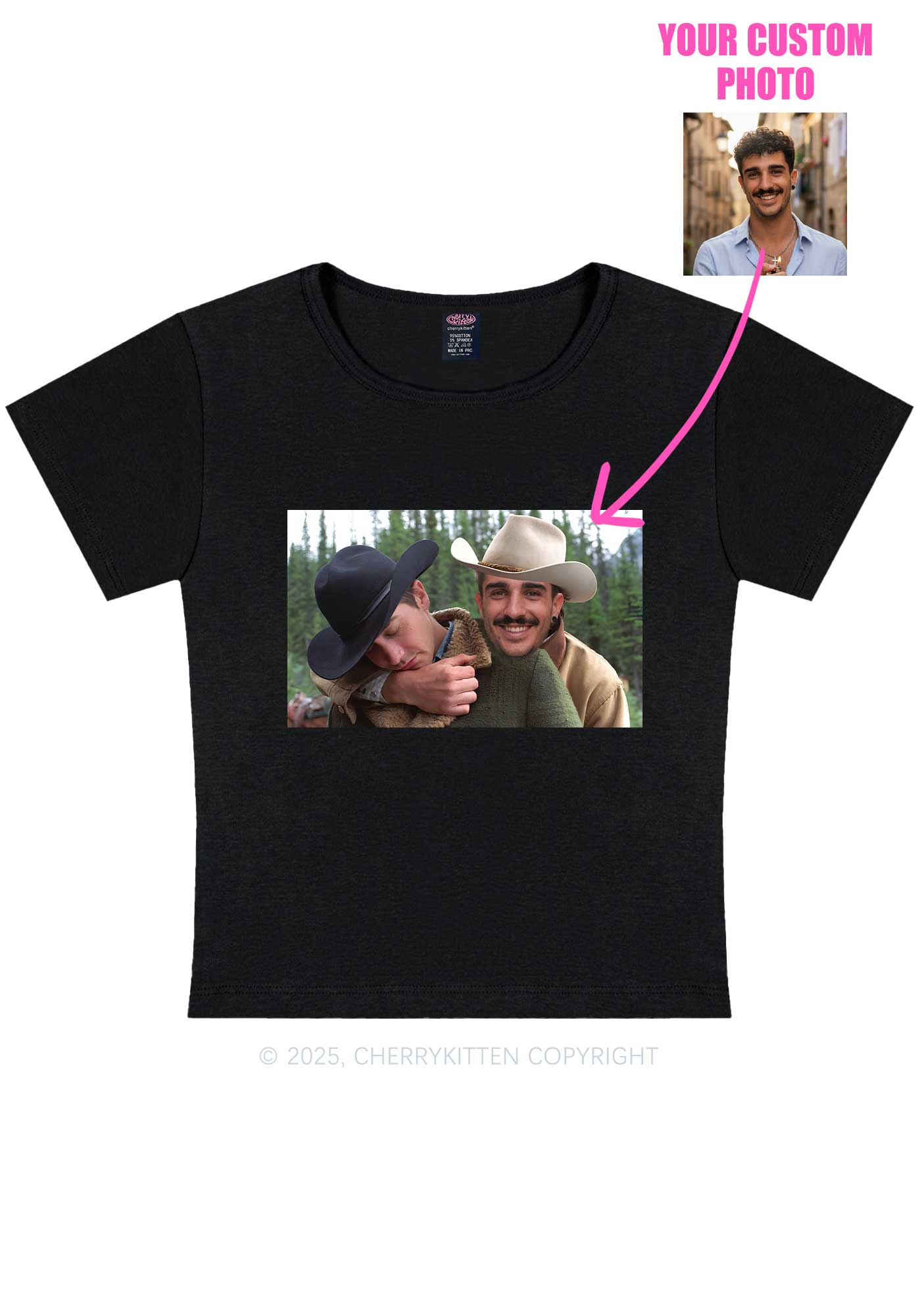 Custom Gay Cowboy Pride Y2K Baby Tee Cherrykitten