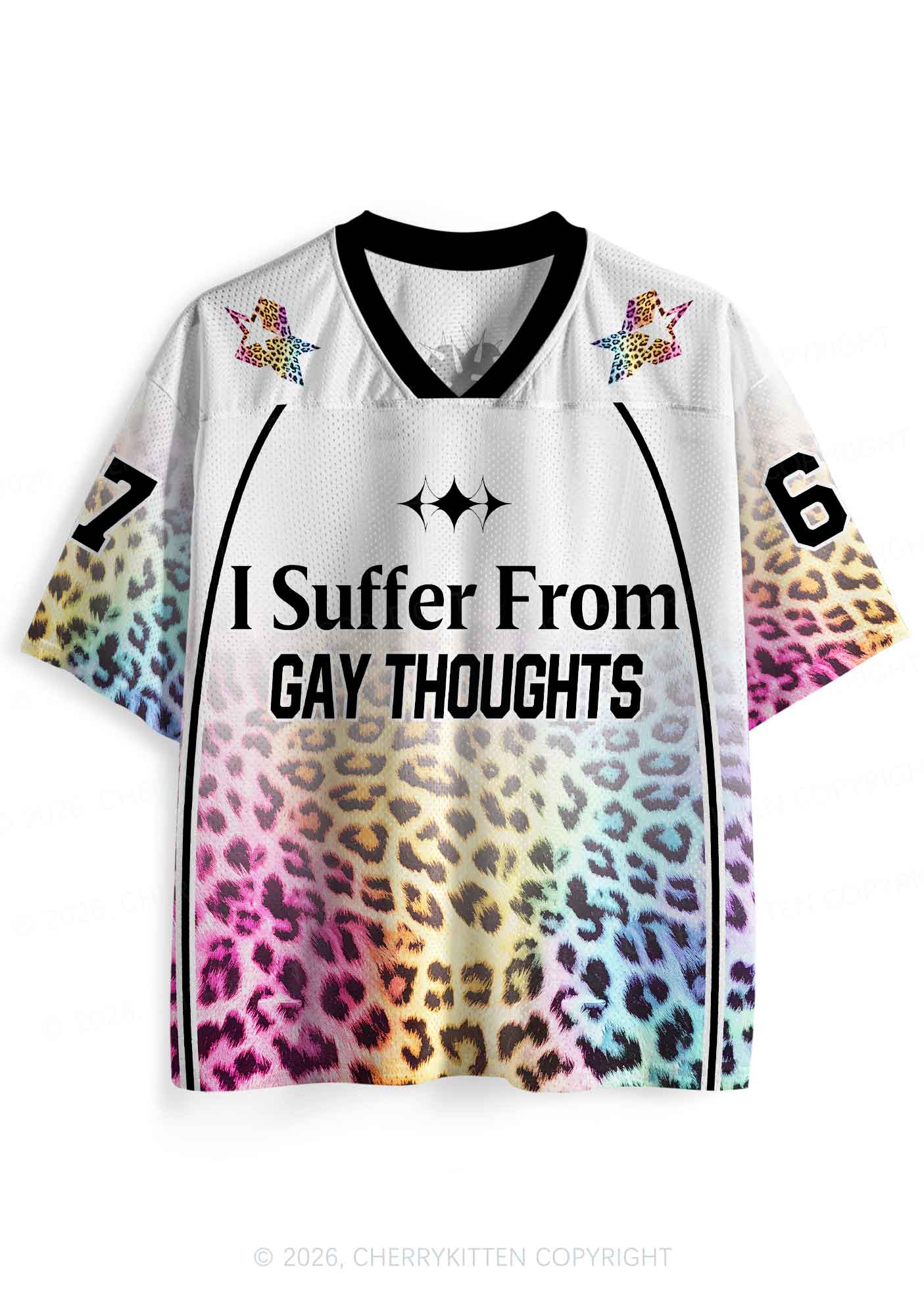 Rainbow Leopard Gay Thoughts Pride Y2K Sport Jersey Shirts Cherrykitten