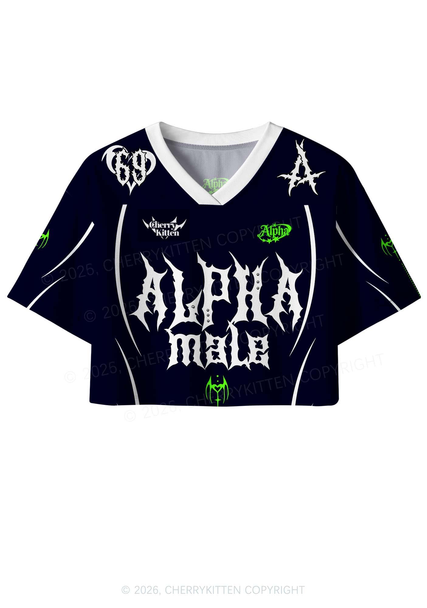 Punk Alpha Male Pride Y2K Crop Sport Jersey Shirts Cherrykitten
