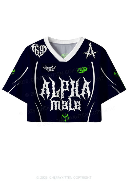 Punk Alpha Male Pride Y2K Crop Sport Jersey Shirts Cherrykitten