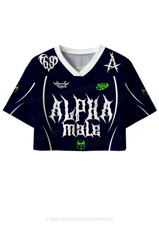 Punk Alpha Male Pride Y2K Crop Sport Jersey Shirts Cherrykitten