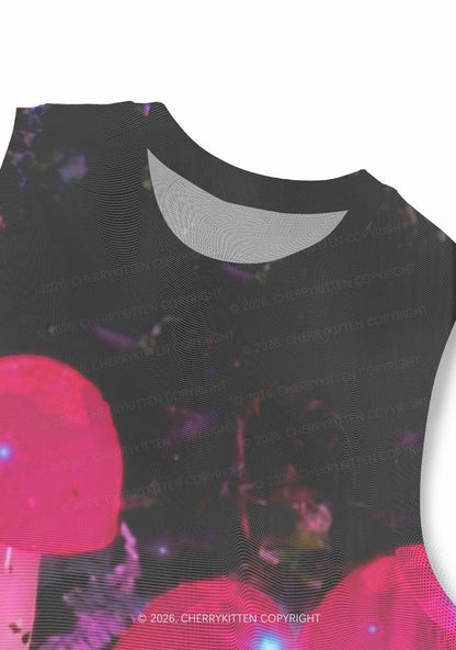Bisexual Glowing Mushroom Pride Y2K Mesh Muscle Tank Cherrykitten
