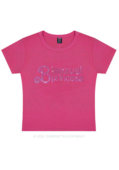 Rhinestone Bisexual Princess Pride Y2K Baby Tee Cherrykitten