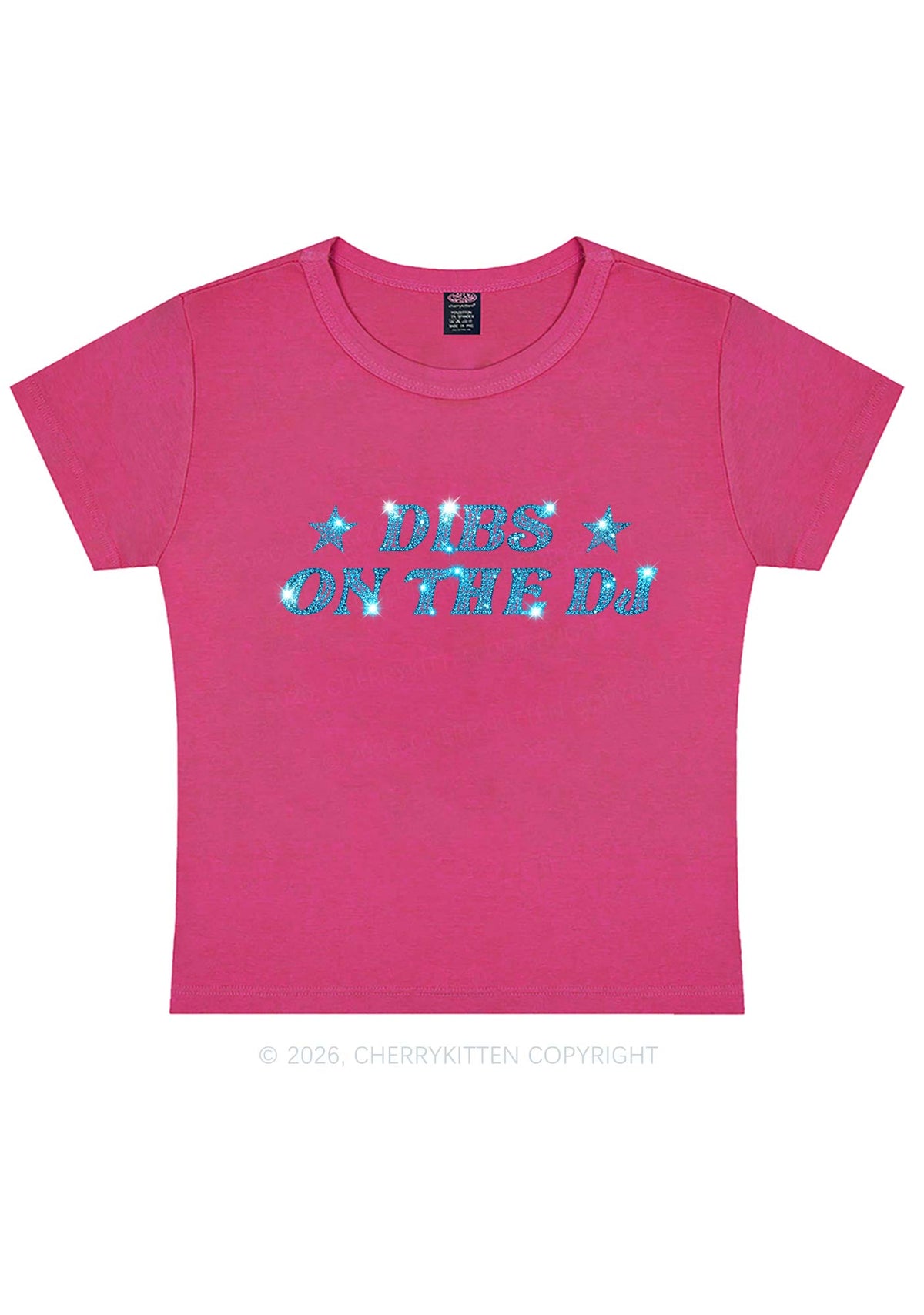 Rhinestone Dibs On The Dj Y2K Baby Tee Cherrykitten