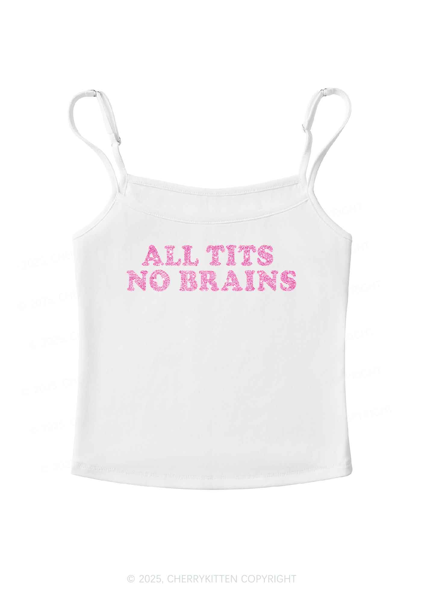 Glitter All Txts No Brains Y2K Spaghetti Strap Cami Cherrykitten